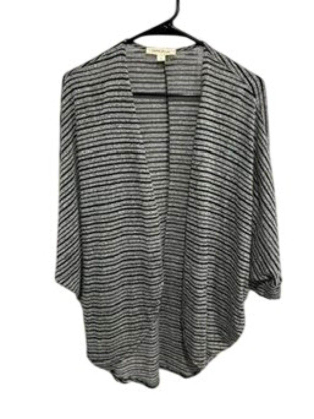 Painted Threads Medium Gray Black Striped Batwing Open Front Cardigan Gorpcore